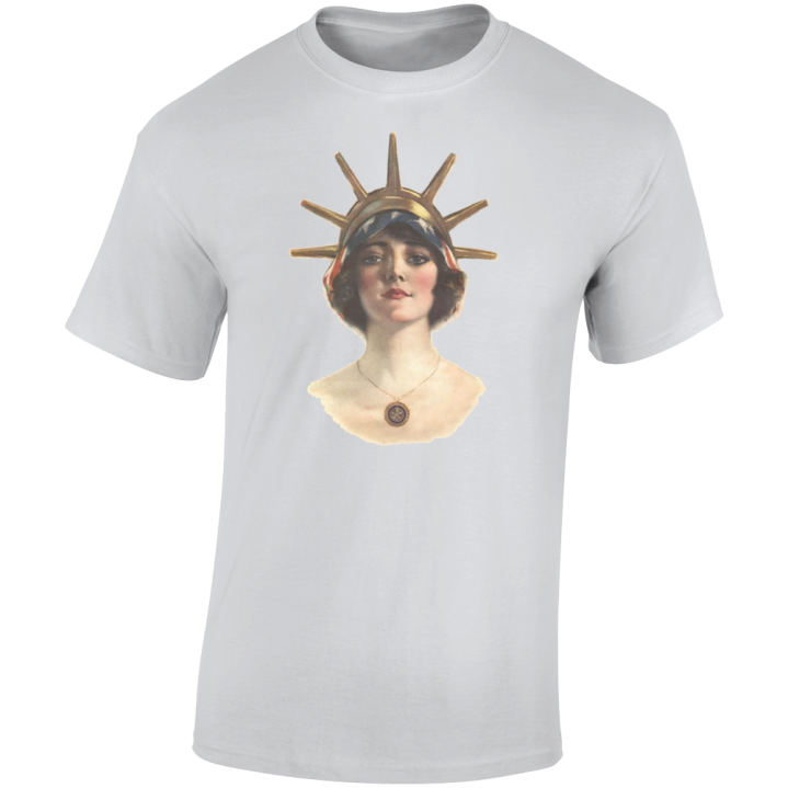 Fringed China Primrose Lady Liberty July 4th T Shirt