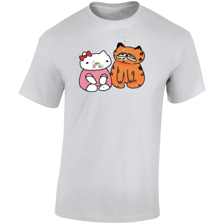 Hello Kitty Garfield Smoking Buddies T Shirt