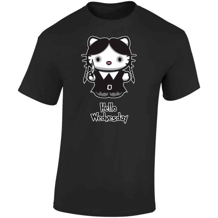 Hello Wednesday Kitty Adams Parody T Shirt