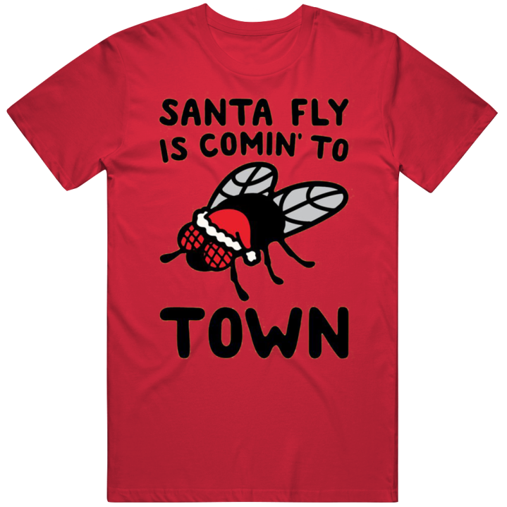 Santa Fly Cmoning To Town Christmas Dinner Gift T Shirt