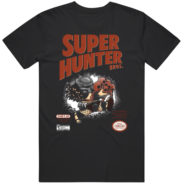 Super Hunter Bros Predator Mario Parody T Shirt