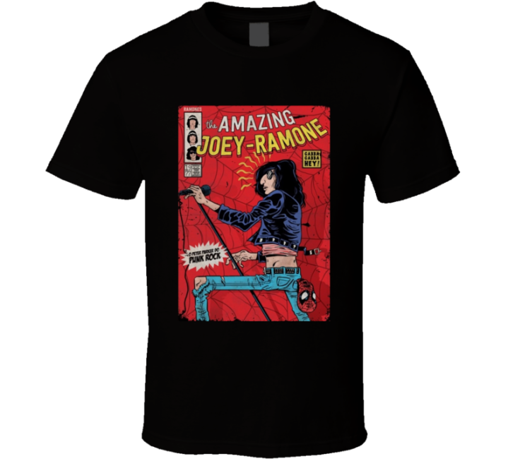 The Amazing Joey Ramone Ramones Spiderman Comic Parody T Shirt