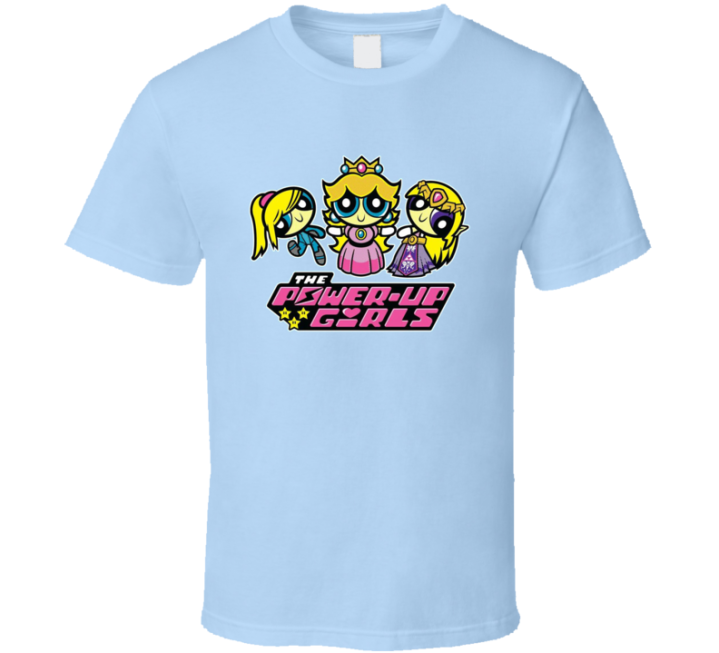 Power Up Girls Samus Peach Zelda Link Ppg Power Puff Parody T Shirt