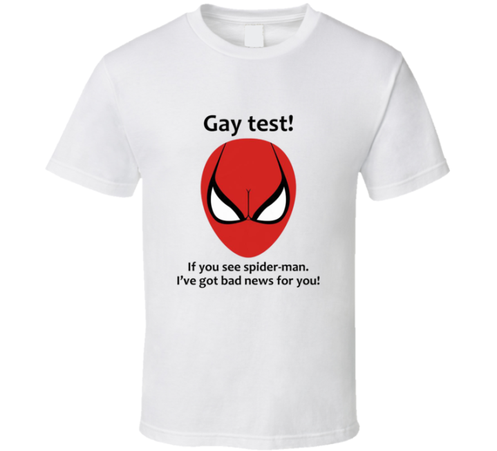 Gay Test Spiderman Bad News Funny Parody T Shirt