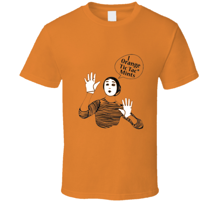 I Love Orange Tic Tac Mints Mime T Shirt