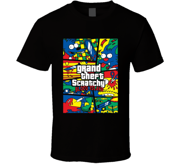 Grand Theft Scratchy Blood Island Auto Simpsons Parody T Shirt