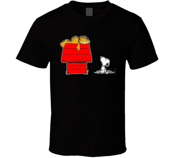 Garfield Snoopy Peanuts Crossover Parody T Shirt