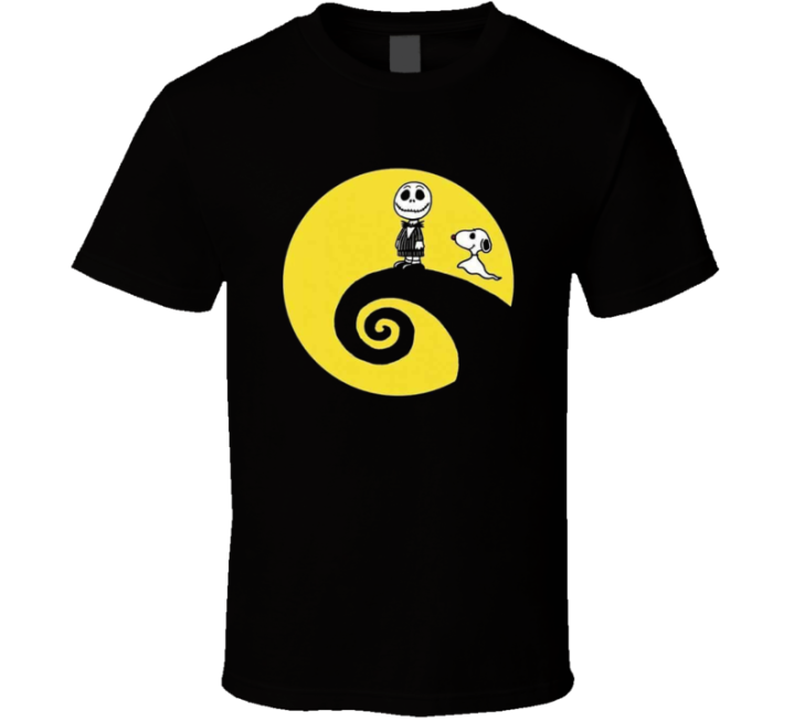 Skellington Snoopy Peanuts Tim Burton Halloween Parody T Shirt