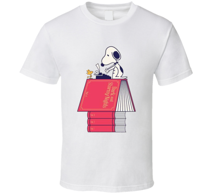 Snoopy Peanuts Book Writer Dark Stormy Nights Parody T Shirt