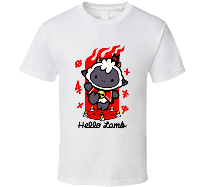 Hello Lamb Devil Kitty Satan Halloween Parody T Shirt