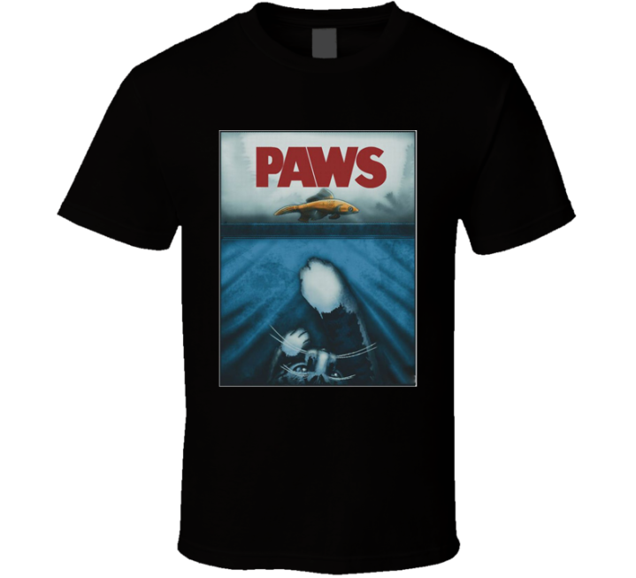 Paws Jaws Goldfish Pet Cat Parody T Shirt