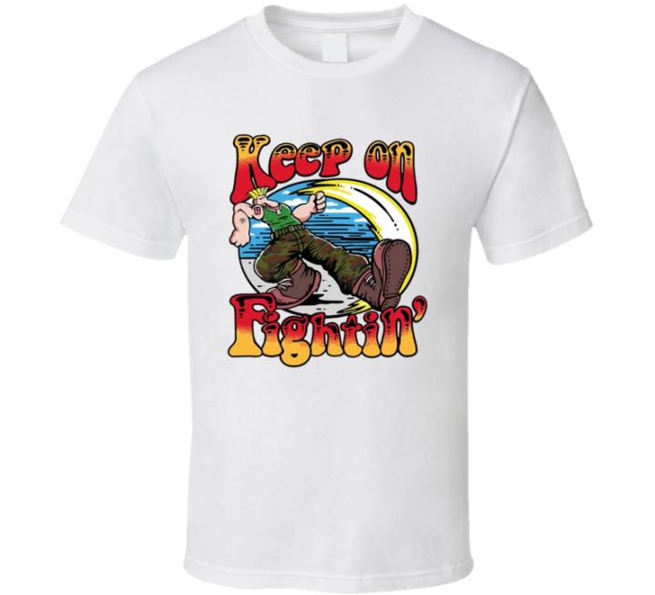 Keep On Fighting Truckin Guile Street Fighter Parody T Shirt