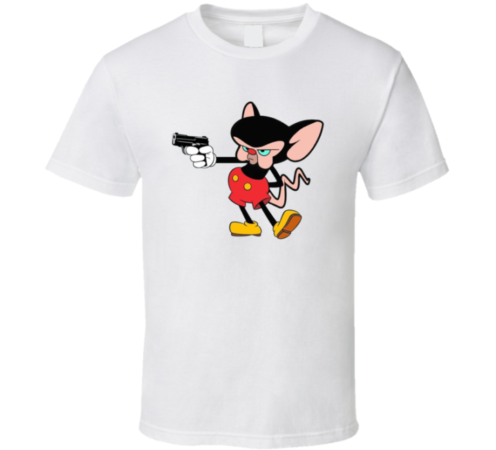 Mickey And The Brain Pinky Mouse Gun Parody T Shirt