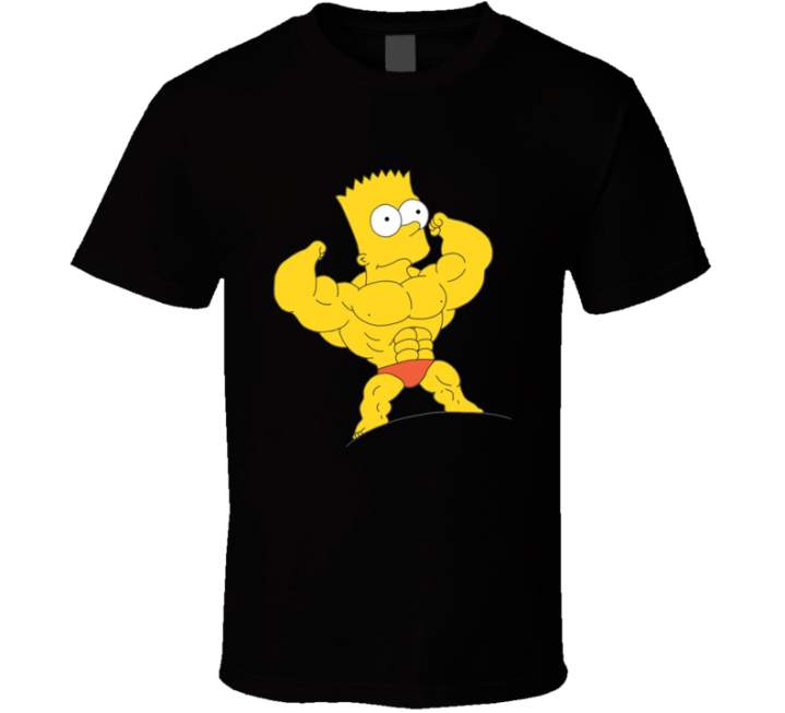 Bodybuilder Bart Simpson Ripped Gym Meme T Shirt