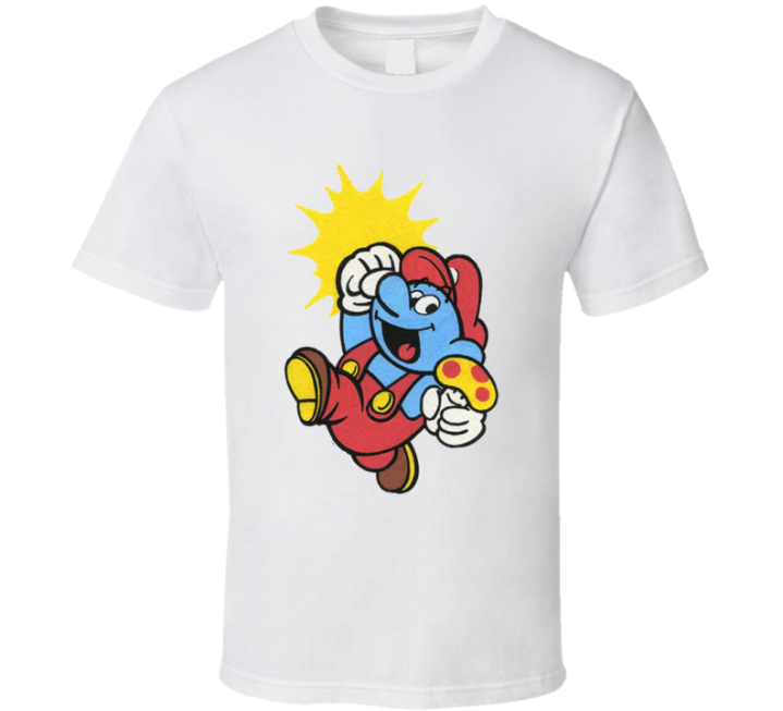 Super Smurf Mario Christmas Gift Parody T Shirt