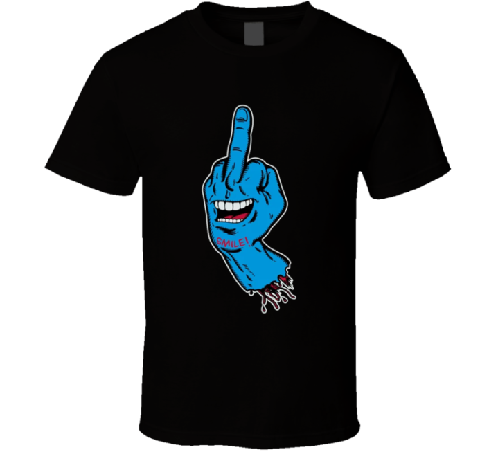 Smiling Screaming Blue Hand Santa Cruz Parody T Shirt