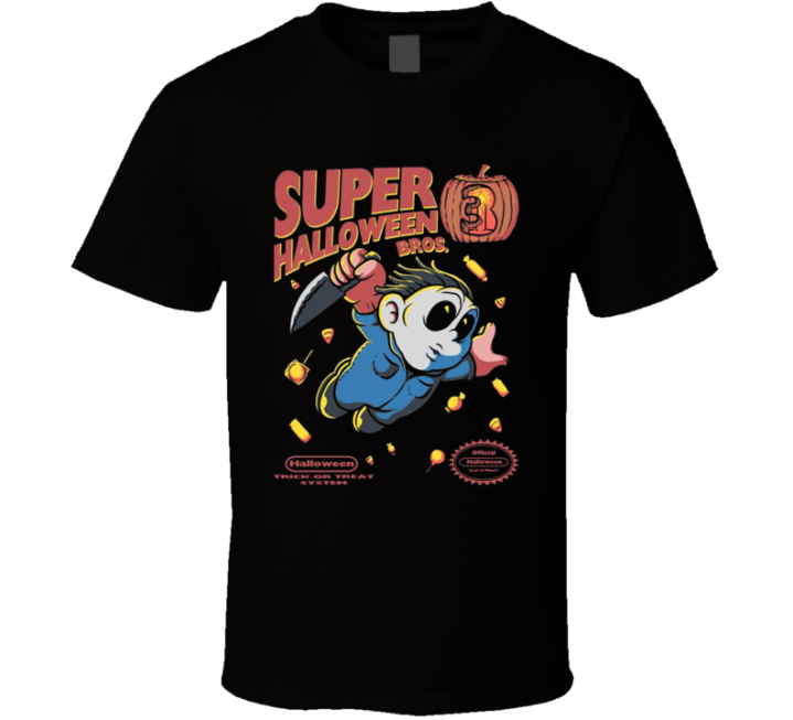 Super Halloween Bros Michael Mario Myers Halloween Parody T Shirt