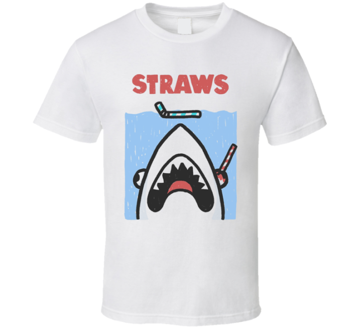 Straws Jaws Shark Save The Ocean T Shirt