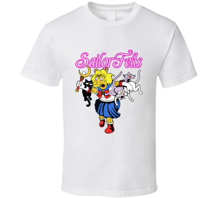 Sailor Felis Moon Simpsons Cat Lady Parody Christmas Gift T Shirt