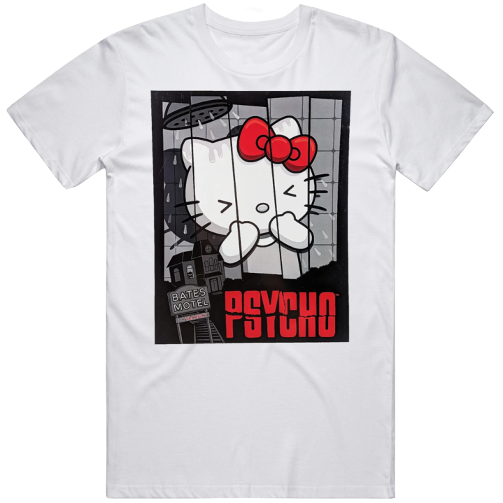 Hello Kitty Psycho Bates Motel Halloween Parody T Shirt