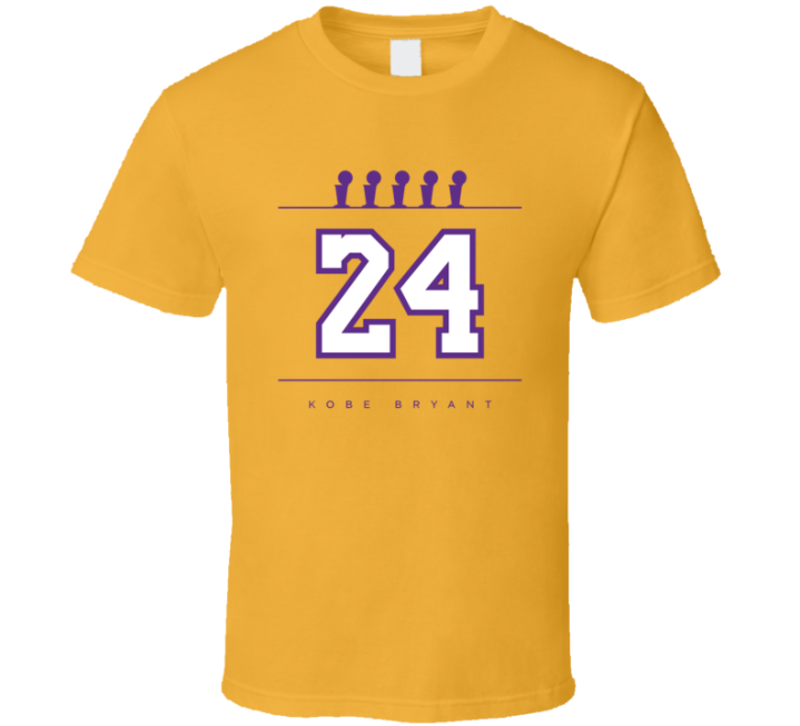 Kobe Bryant 5 Rings La Lakers Basketball Number 24 Tribute T Shirt