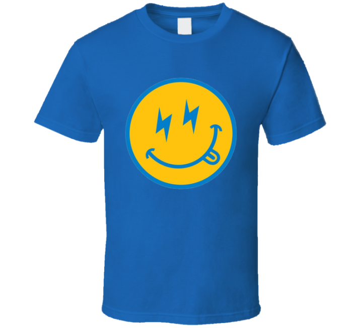 Los Angeles Chargers Bolt Up Smiley Face Football T Shirt