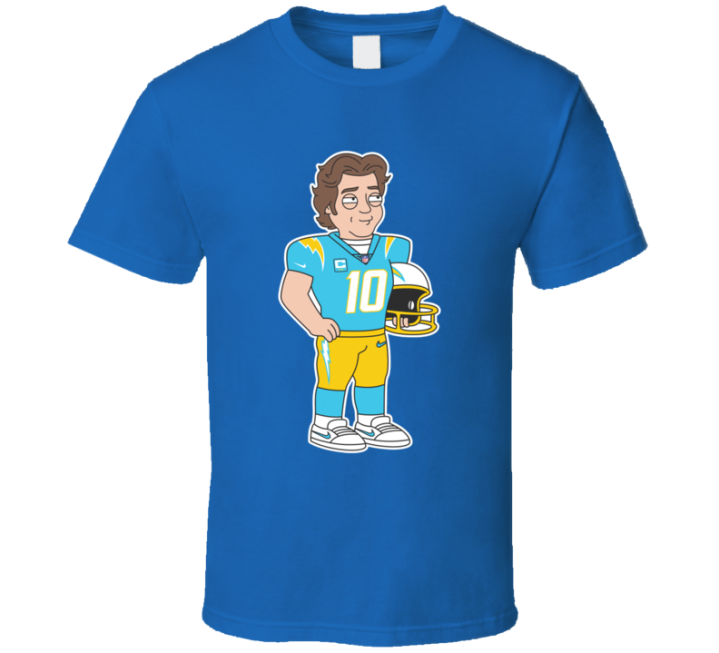 Justin Herbert Cartoon Style La Chargers Family Guy Parody T Shirt