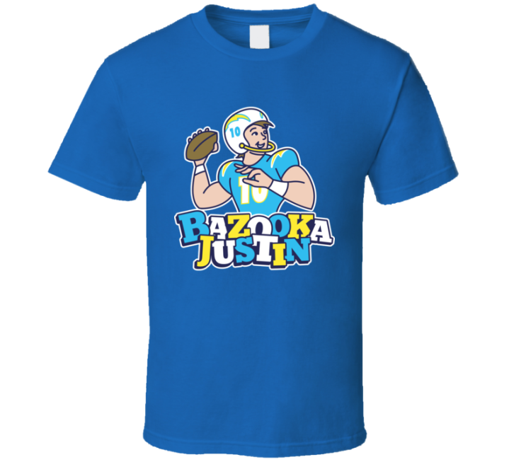 Bazzoka Justin Herbert Cartoon Style La Chargers Football T Shirt