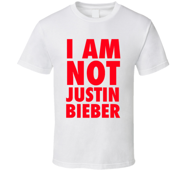 I Am Not Justin Red Font T Shirt